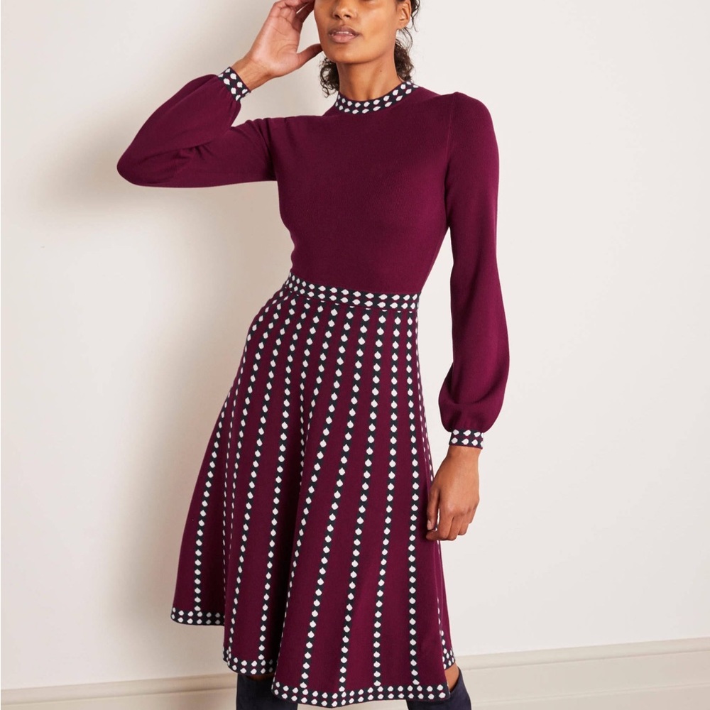 Boden Dollie Knitted Dress Ruby 4P